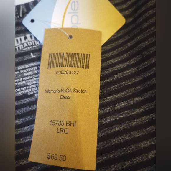 DULUTH TRADING CO Women's NoGa Stretch Dress Black Grey Striped Zip Pocket New L - Picture 7 of 11